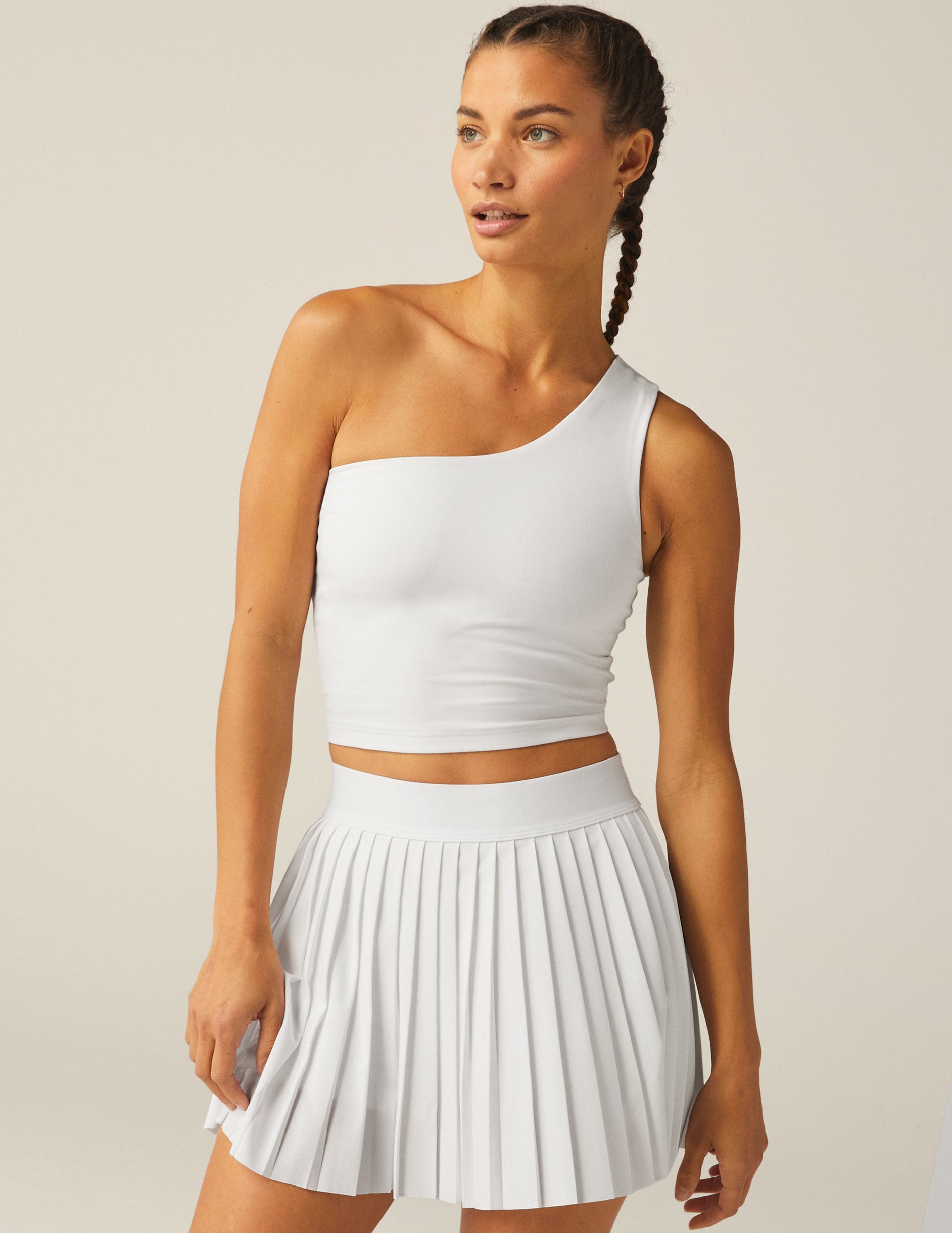 Spacedye One-Shoulder Cropped Tank: Built-in Bra, Medium Support Active Top