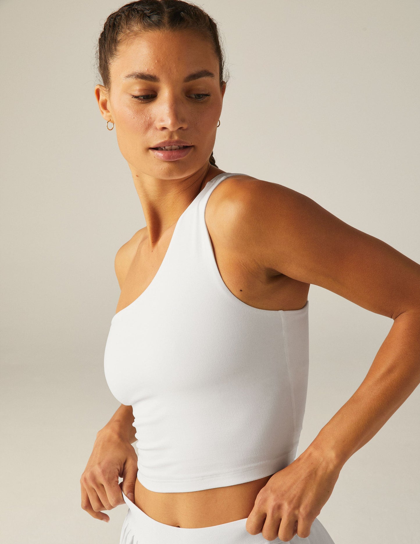 Spacedye One-Shoulder Cropped Tank: Built-in Bra, Medium Support Active Top