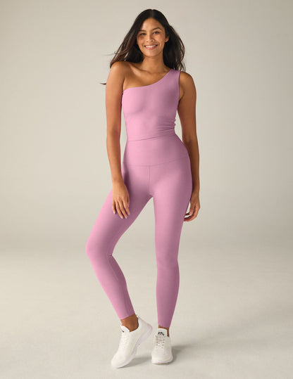 Spacedye Bold One-Shoulder Cropped Tank Top: Built-in Bra, Medium Support