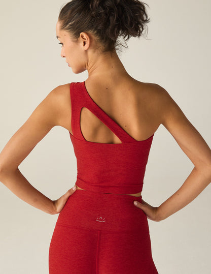 Spacedye Ultra-Soft One-Shoulder Cropped Tank Top Built-in Bra Active Style