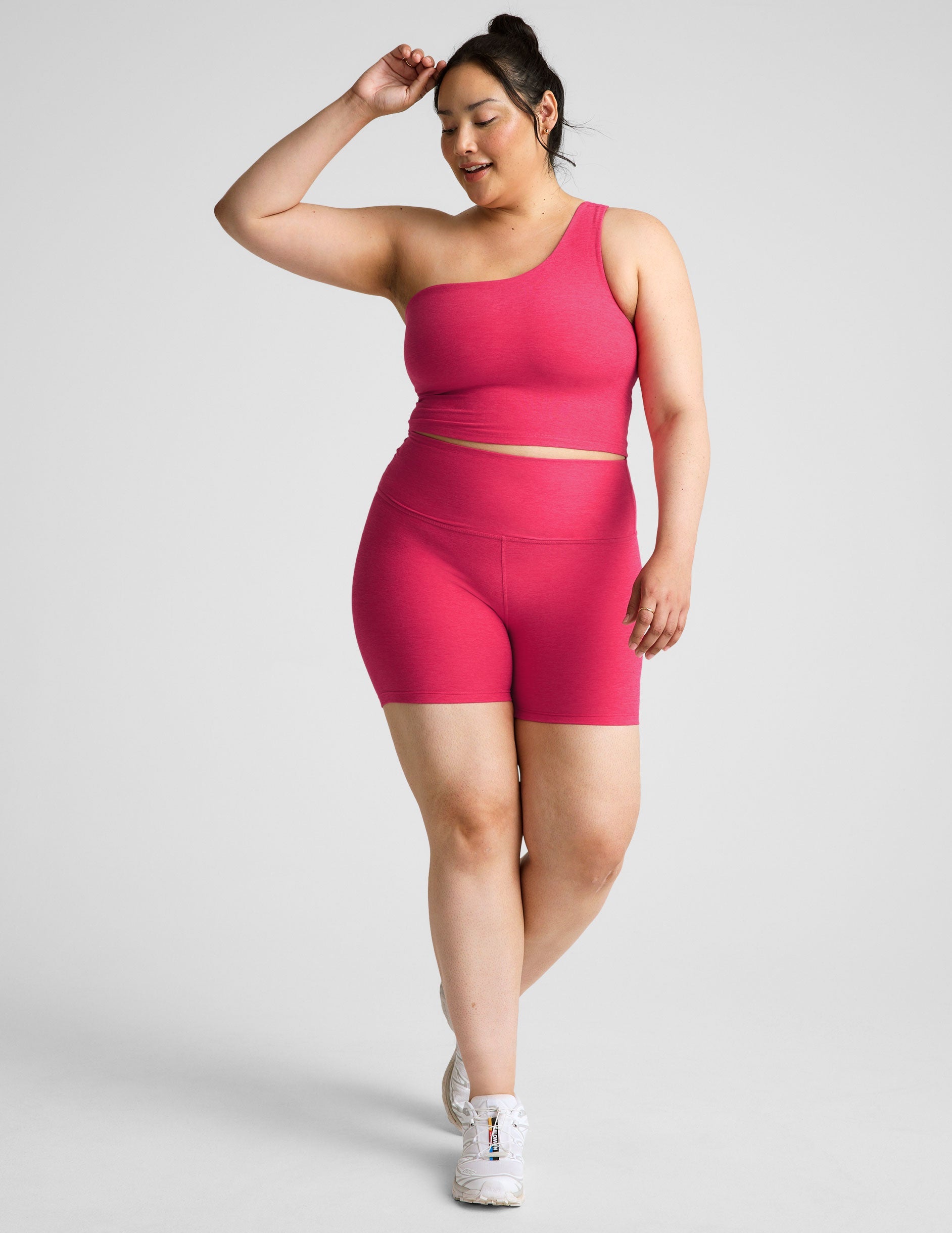 Bold Spacedye Cropped Tank: Asymmetrical One-Shoulder, Built-in Bra, Medium Support
