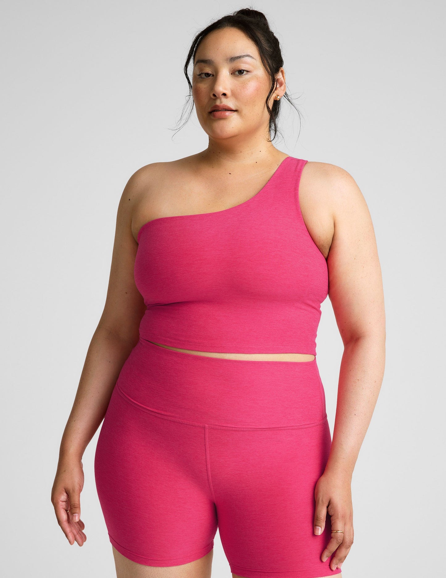 Bold Spacedye Cropped Tank: Asymmetrical One-Shoulder, Built-in Bra, Medium Support