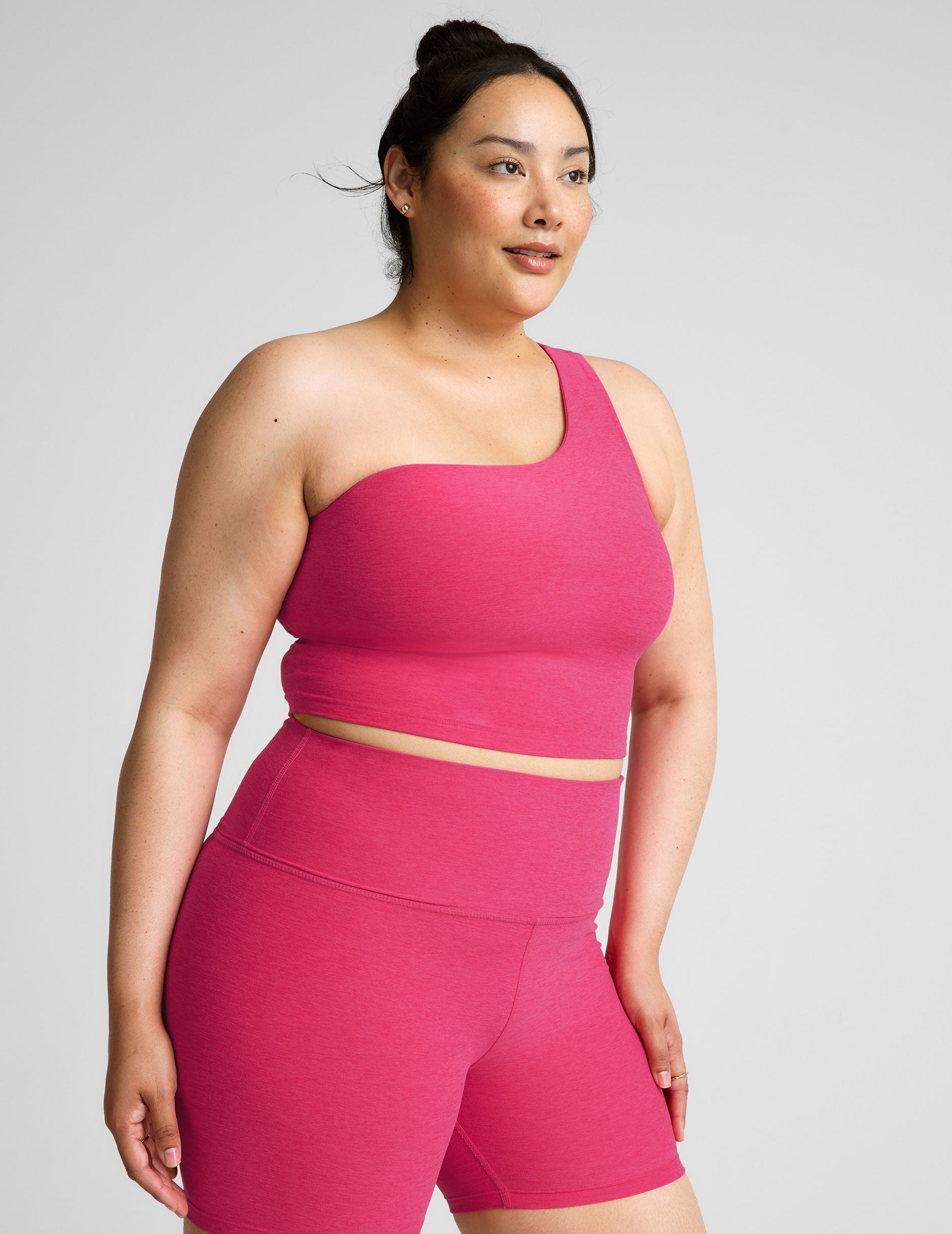 Bold Spacedye Cropped Tank: Asymmetrical One-Shoulder, Built-in Bra, Medium Support