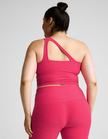 Bold Spacedye Cropped Tank: Asymmetrical One-Shoulder, Built-in Bra, Medium Support