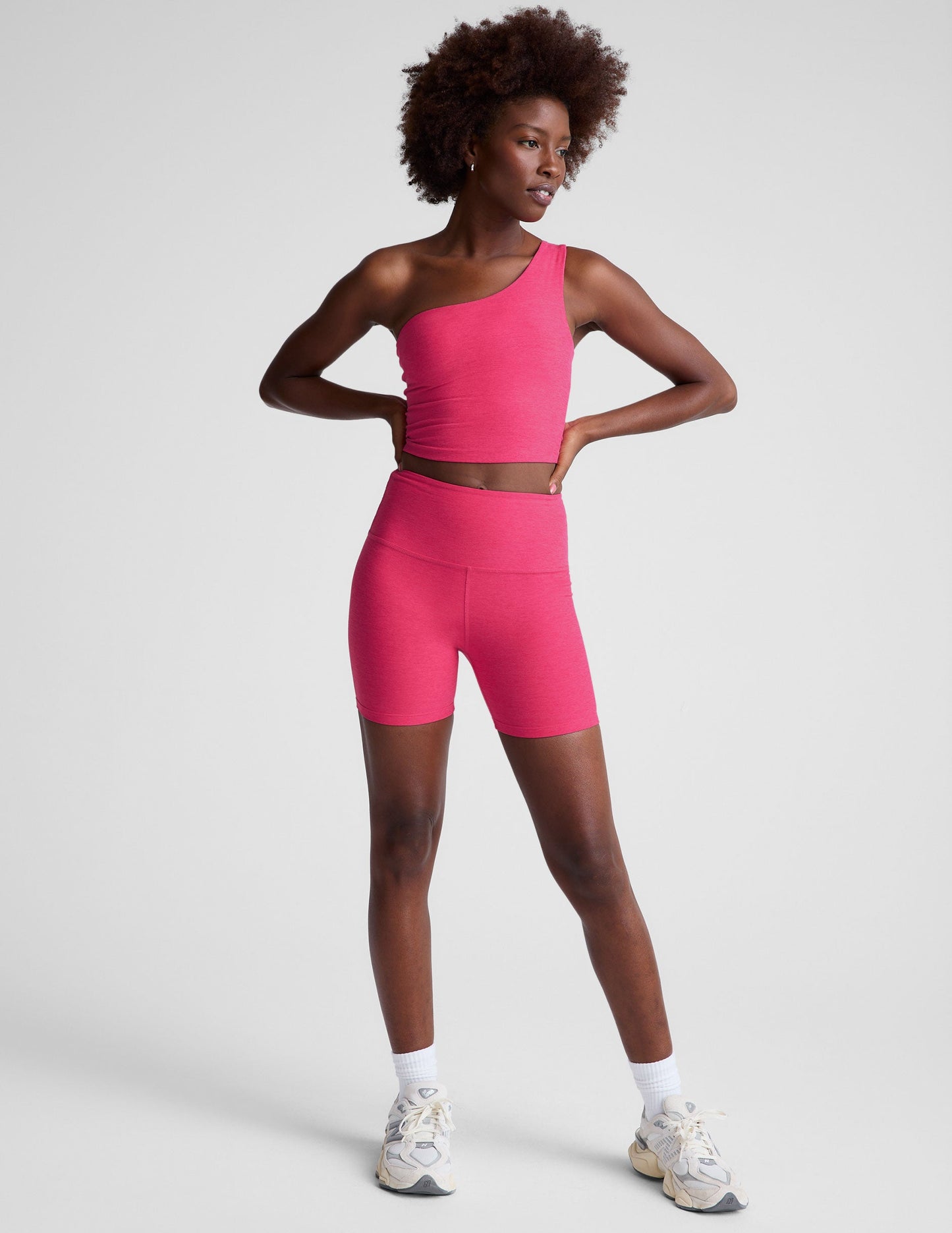 Bold Spacedye Cropped Tank: Asymmetrical One-Shoulder, Built-in Bra, Medium Support
