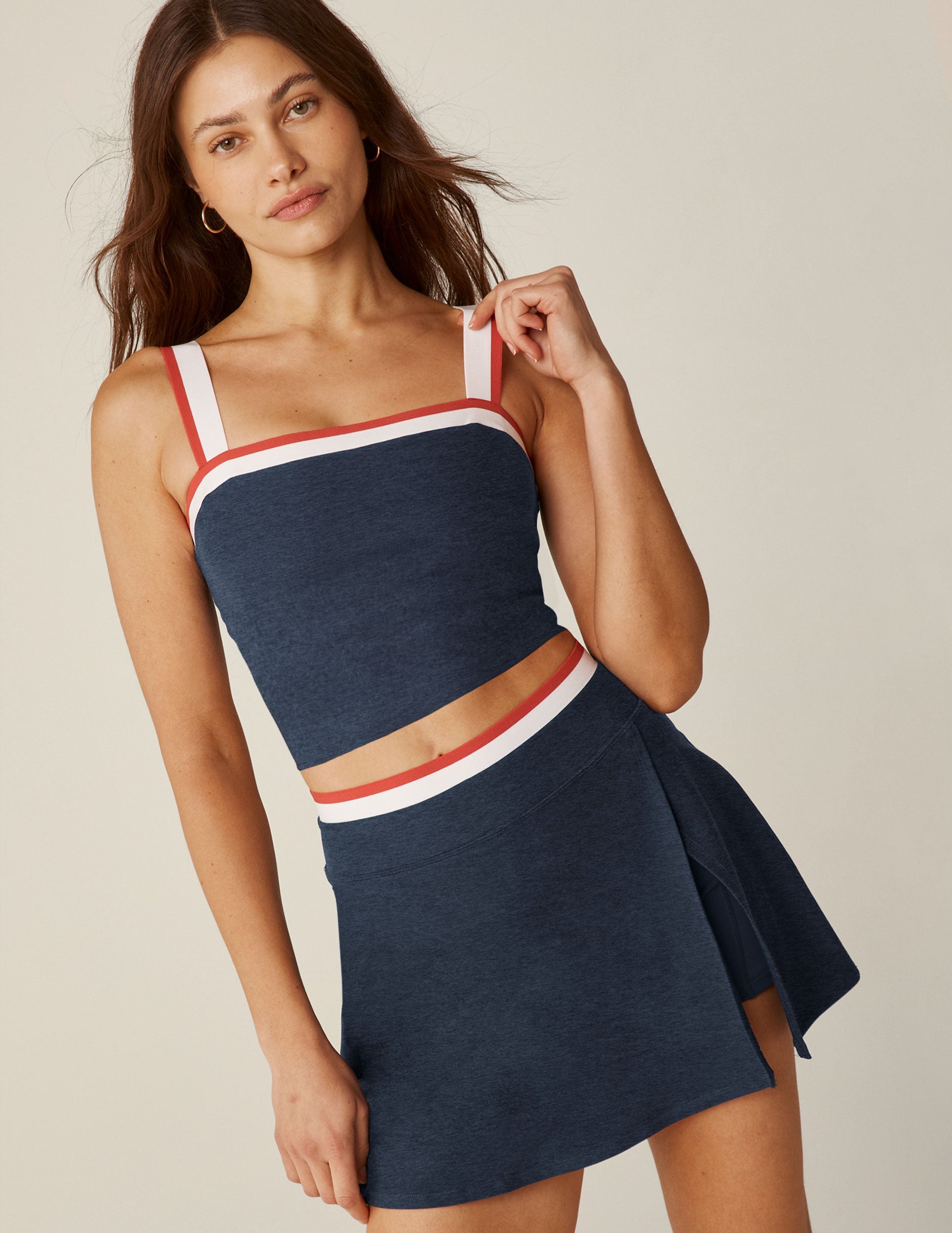 Beyond Yoga Spacedye Nautical Striped Cropped Tank - Square Neck Activewear