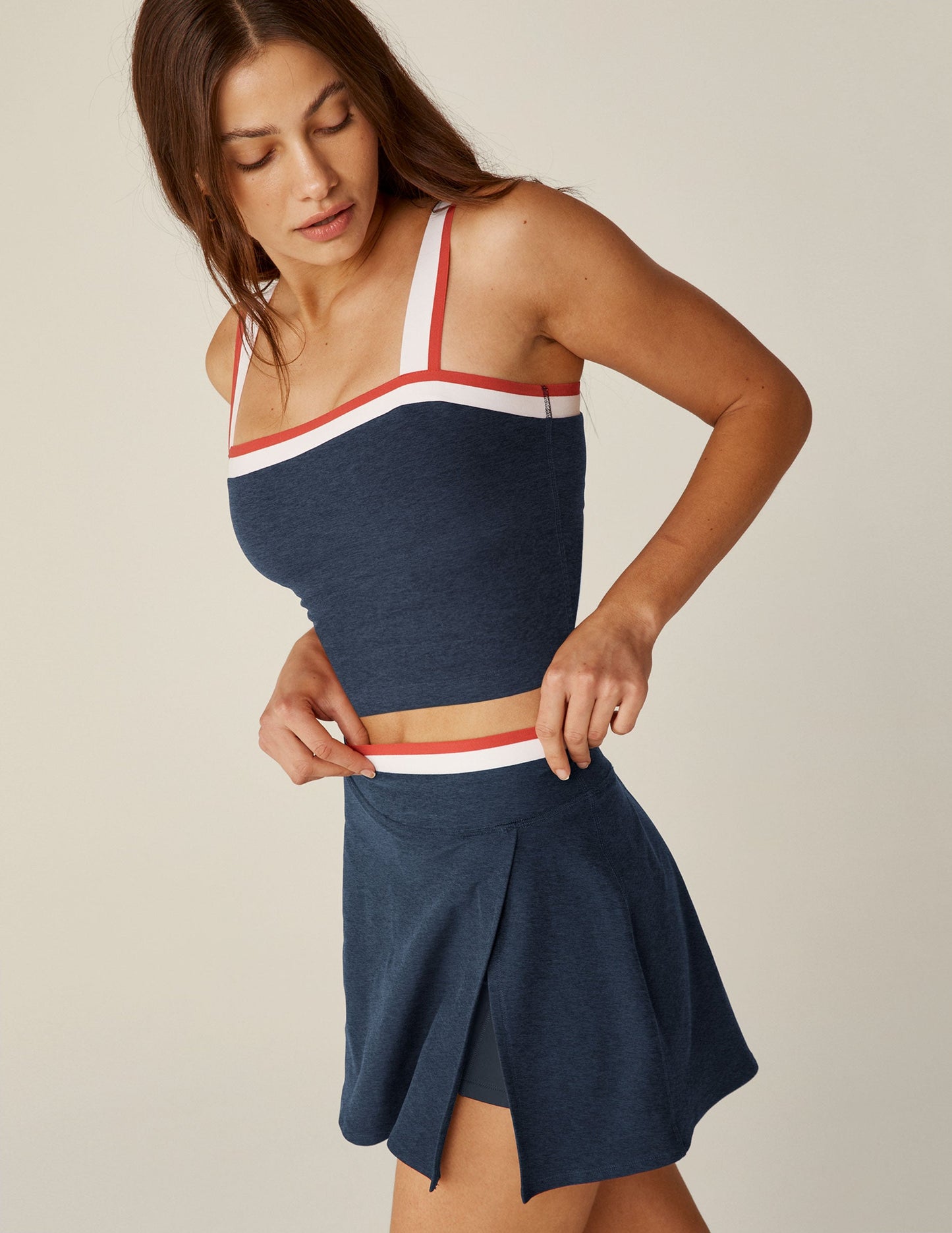 Beyond Yoga Spacedye Nautical Striped Cropped Tank - Square Neck Activewear