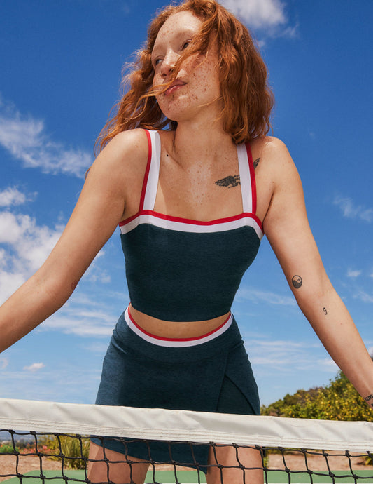 Beyond Yoga Spacedye Nautical Striped Cropped Tank - Square Neck Activewear