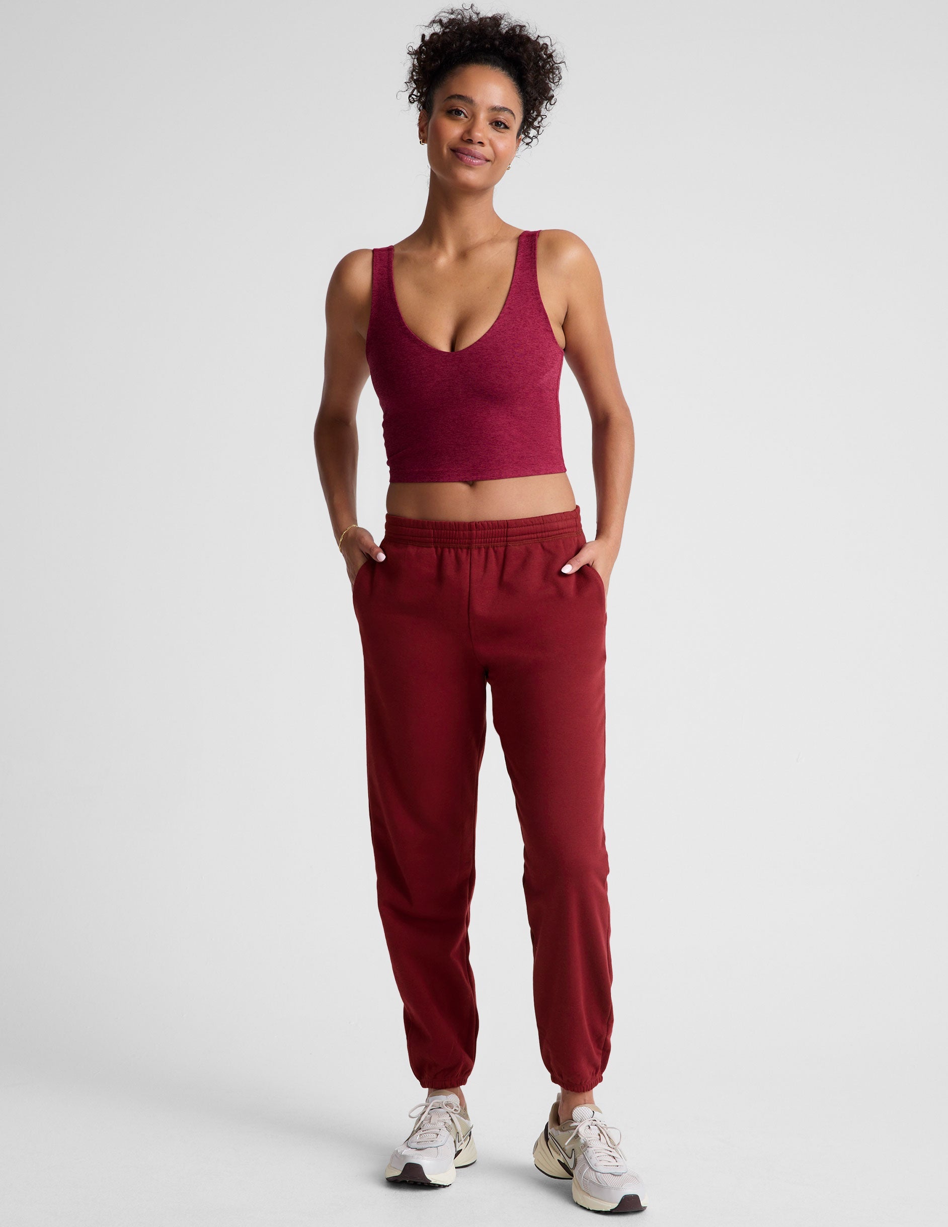 Soft Spacedye V-Neck Cropped Tank Top with Built-in Bra for Women