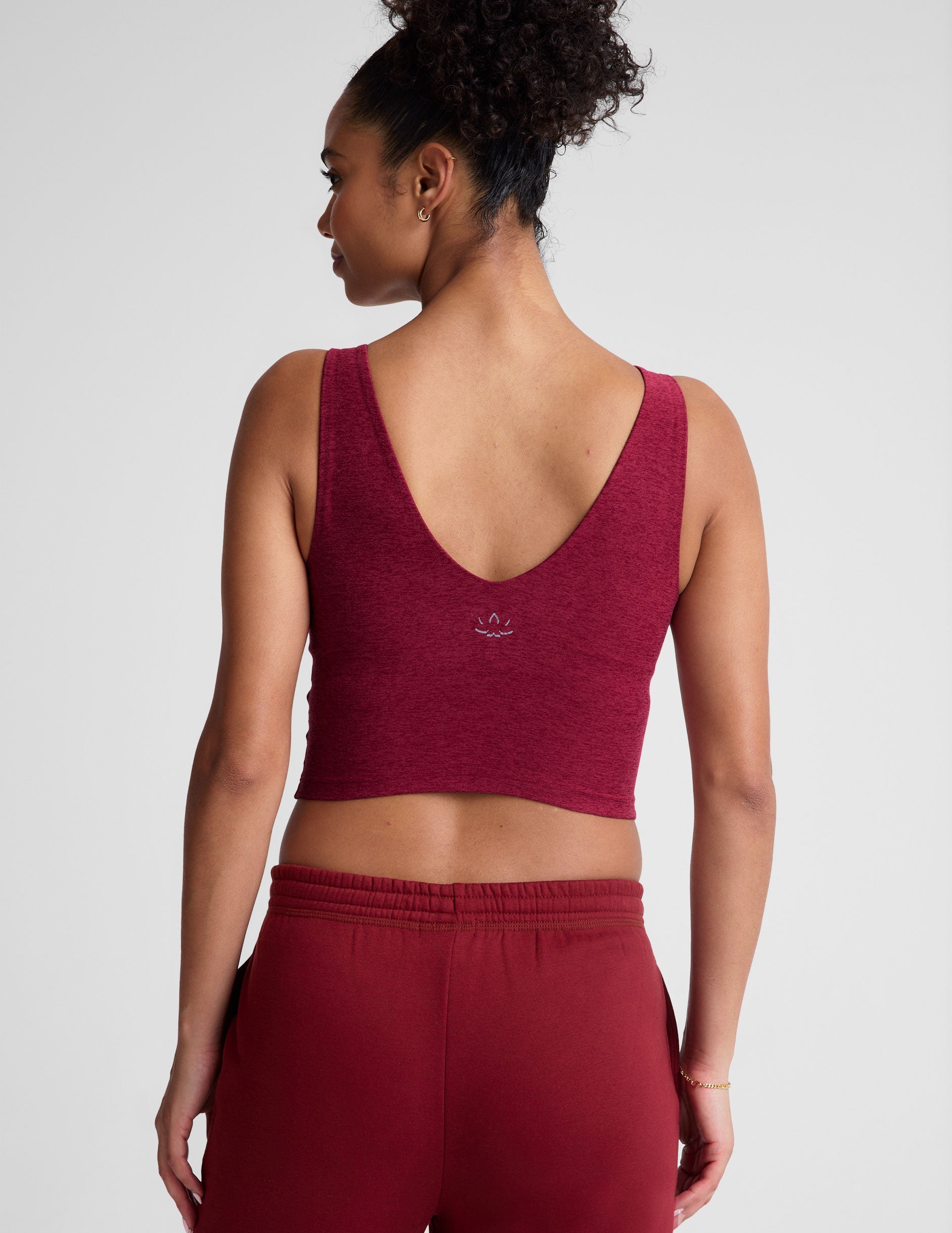 Soft Spacedye V-Neck Cropped Tank Top with Built-in Bra for Women