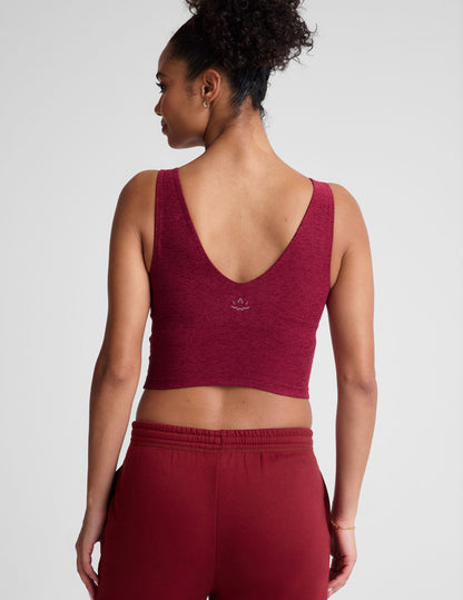 Soft Spacedye V-Neck Cropped Tank Top with Built-in Bra for Women