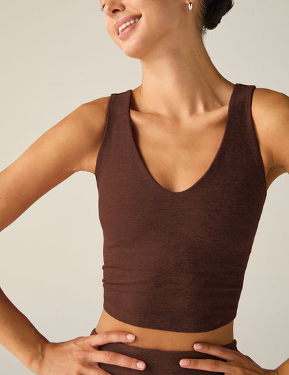 Beyond Yoga Spacedye Cropped Tank: Ultra-Soft V-Neck Activewear with Built-in Bra