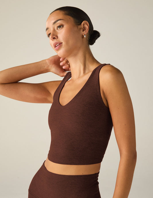 Beyond Yoga Spacedye Cropped Tank: Ultra-Soft V-Neck Activewear with Built-in Bra