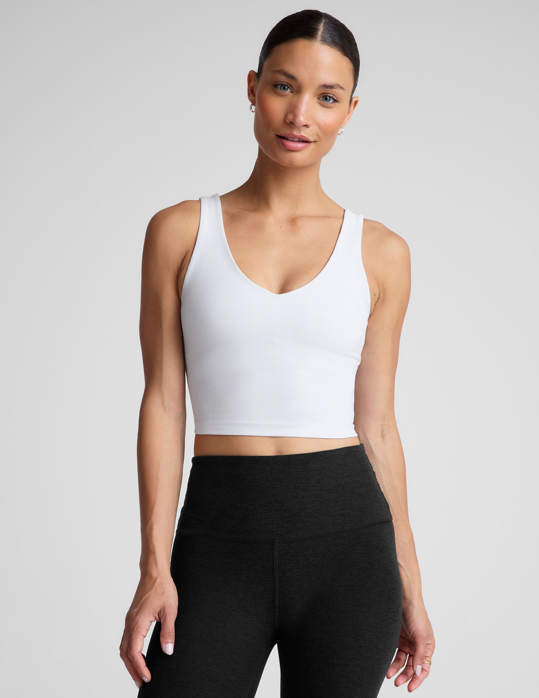Comfortable Spacedye V-Neck Cropped Tank Top for Active & Casual Wear