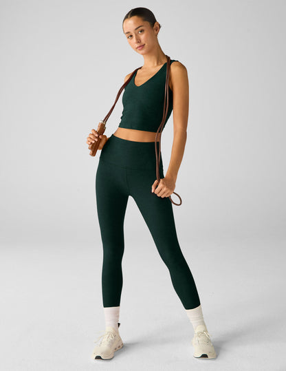 Spacedye V-Neck Cropped Tank Top: Comfort Built-in Bra, Versatile Activewear