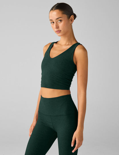 Spacedye V-Neck Cropped Tank Top: Comfort Built-in Bra, Versatile Activewear