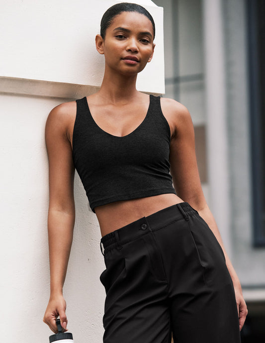 Beyond Yoga Spacedye V-Neck Cropped Tank Top with Comfortable Built-In Bra
