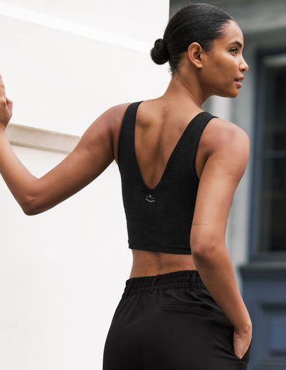 Beyond Yoga Spacedye V-Neck Cropped Tank Top with Comfortable Built-In Bra