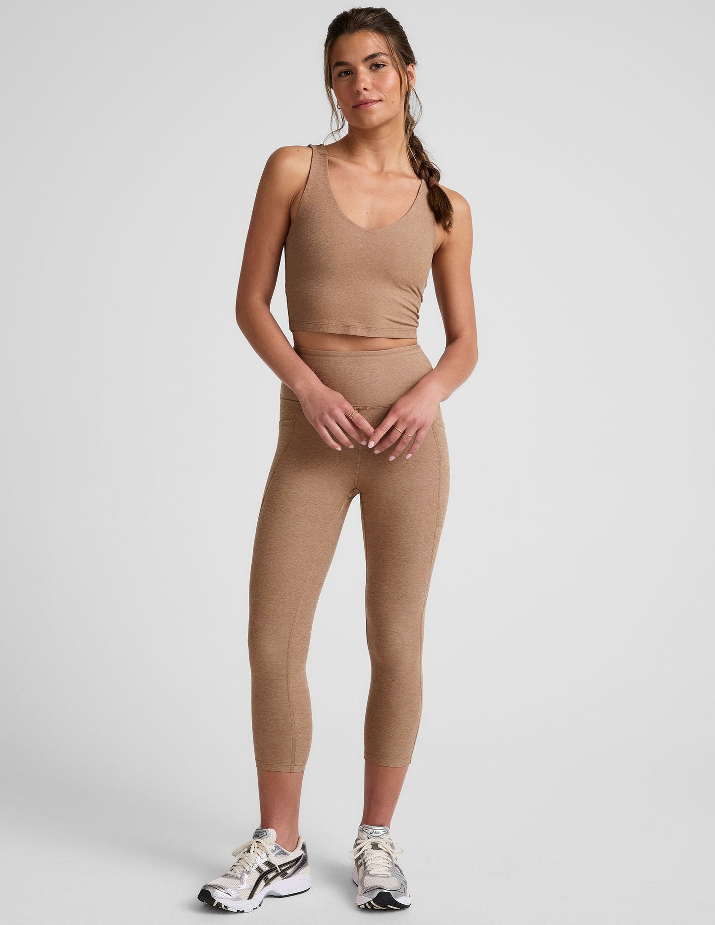 Beyond Yoga Spacedye Fabric V-Neck Cropped Tank Top, Built-in Shelf Bra