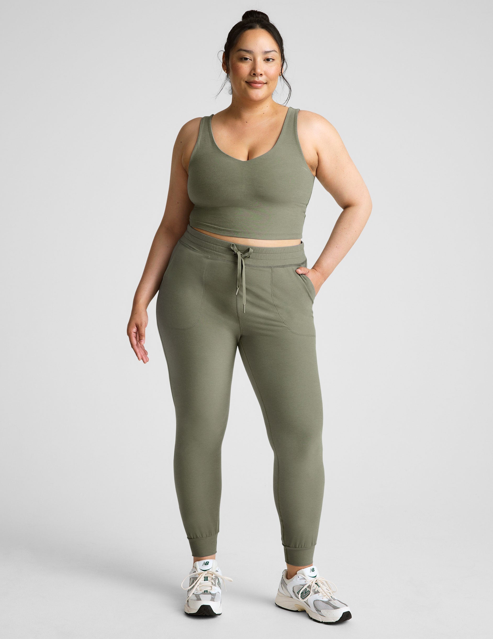 Spacedye V-Neck Cropped Tank, Built-in Bra, Soft Activewear Comfort