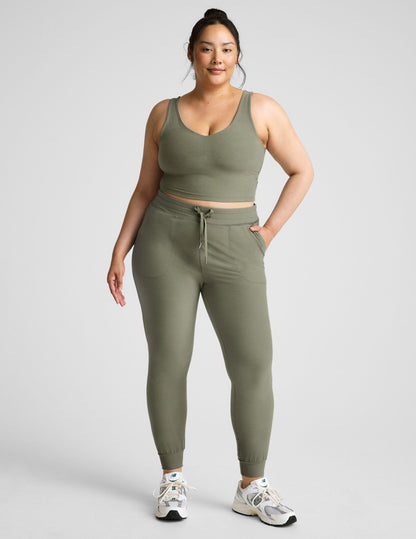 Spacedye V-Neck Cropped Tank, Built-in Bra, Soft Activewear Comfort