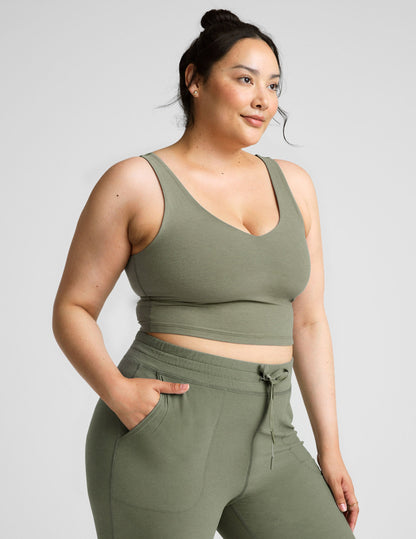 Spacedye V-Neck Cropped Tank, Built-in Bra, Soft Activewear Comfort
