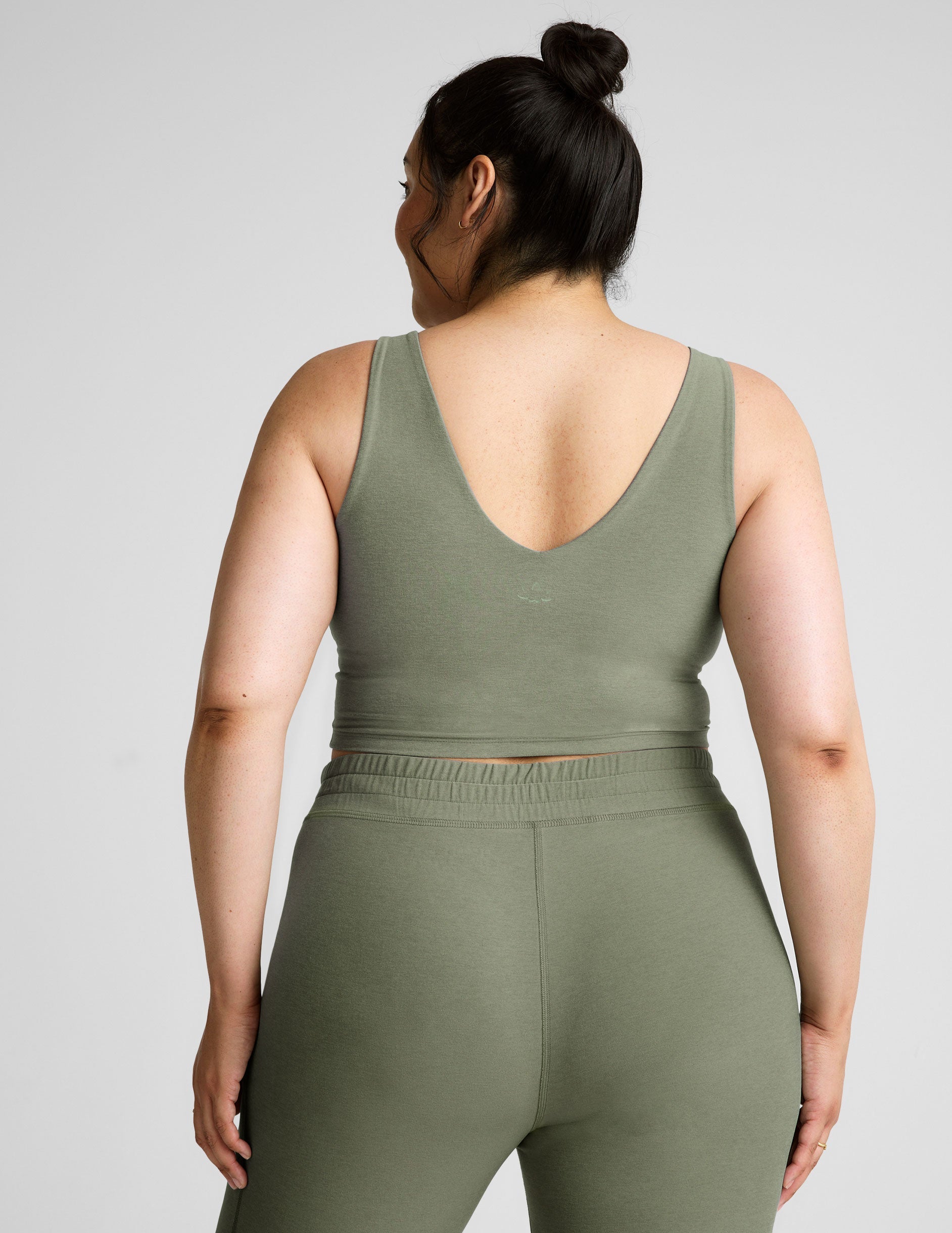 Spacedye V-Neck Cropped Tank, Built-in Bra, Soft Activewear Comfort