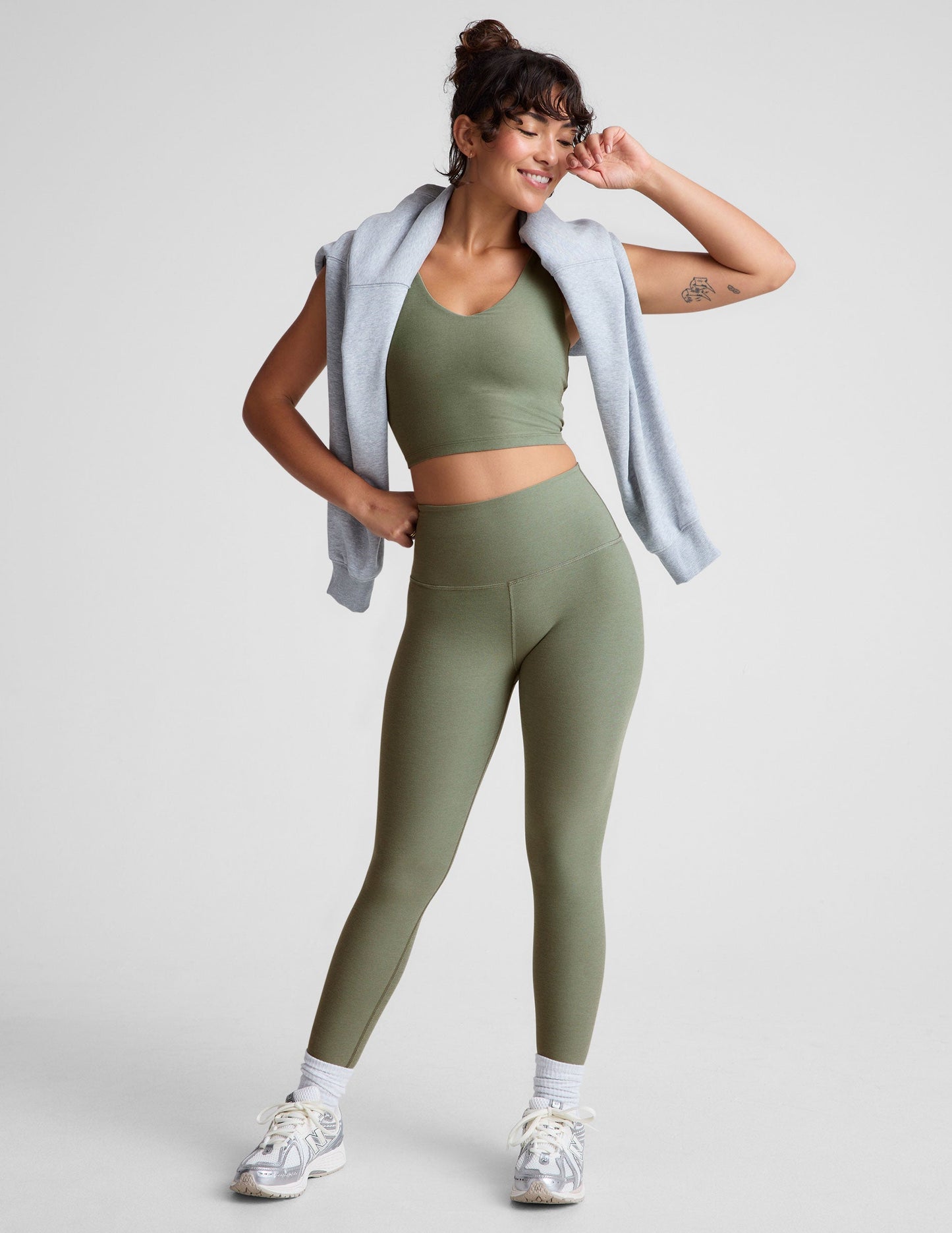 Spacedye V-Neck Cropped Tank, Built-in Bra, Soft Activewear Comfort