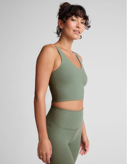 Spacedye V-Neck Cropped Tank, Built-in Bra, Soft Activewear Comfort