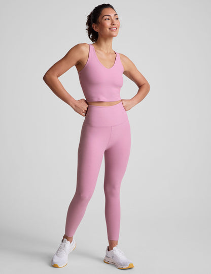 Soft Spacedye Cropped Tank Top with Built-in Bra for Active Comfort
