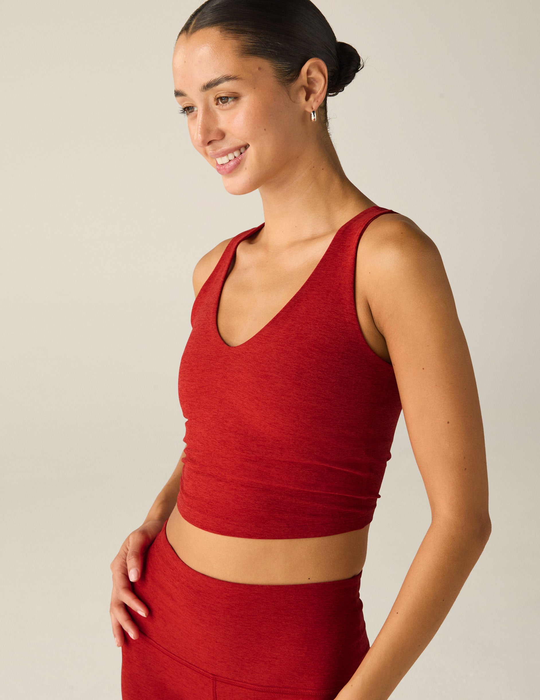 Spacedye Good Day V-Neck Cropped Tank with Built-in Bra