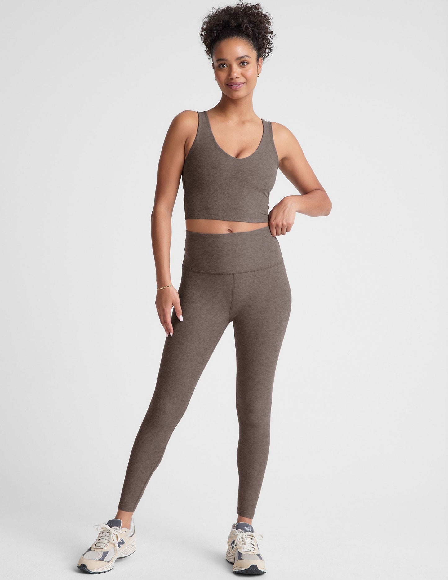 Soft Spacedye V-Neck Cropped Tank, Built-in Bra, Versatile Active Top