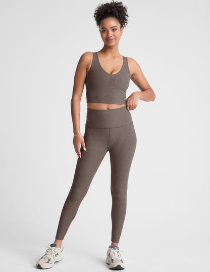 Soft Spacedye V-Neck Cropped Tank, Built-in Bra, Versatile Active Top