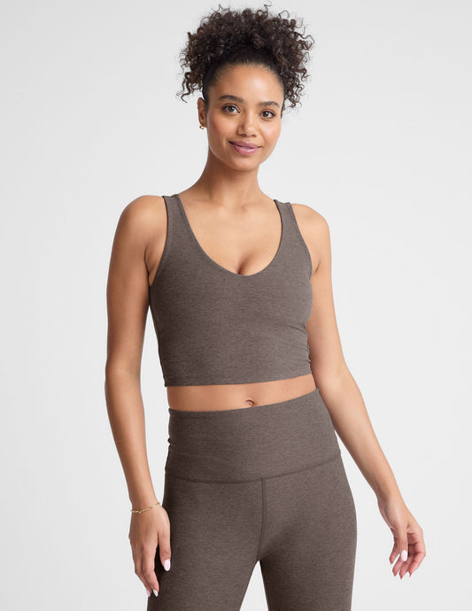 Soft Spacedye V-Neck Cropped Tank, Built-in Bra, Versatile Active Top
