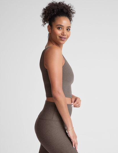 Soft Spacedye V-Neck Cropped Tank, Built-in Bra, Versatile Active Top