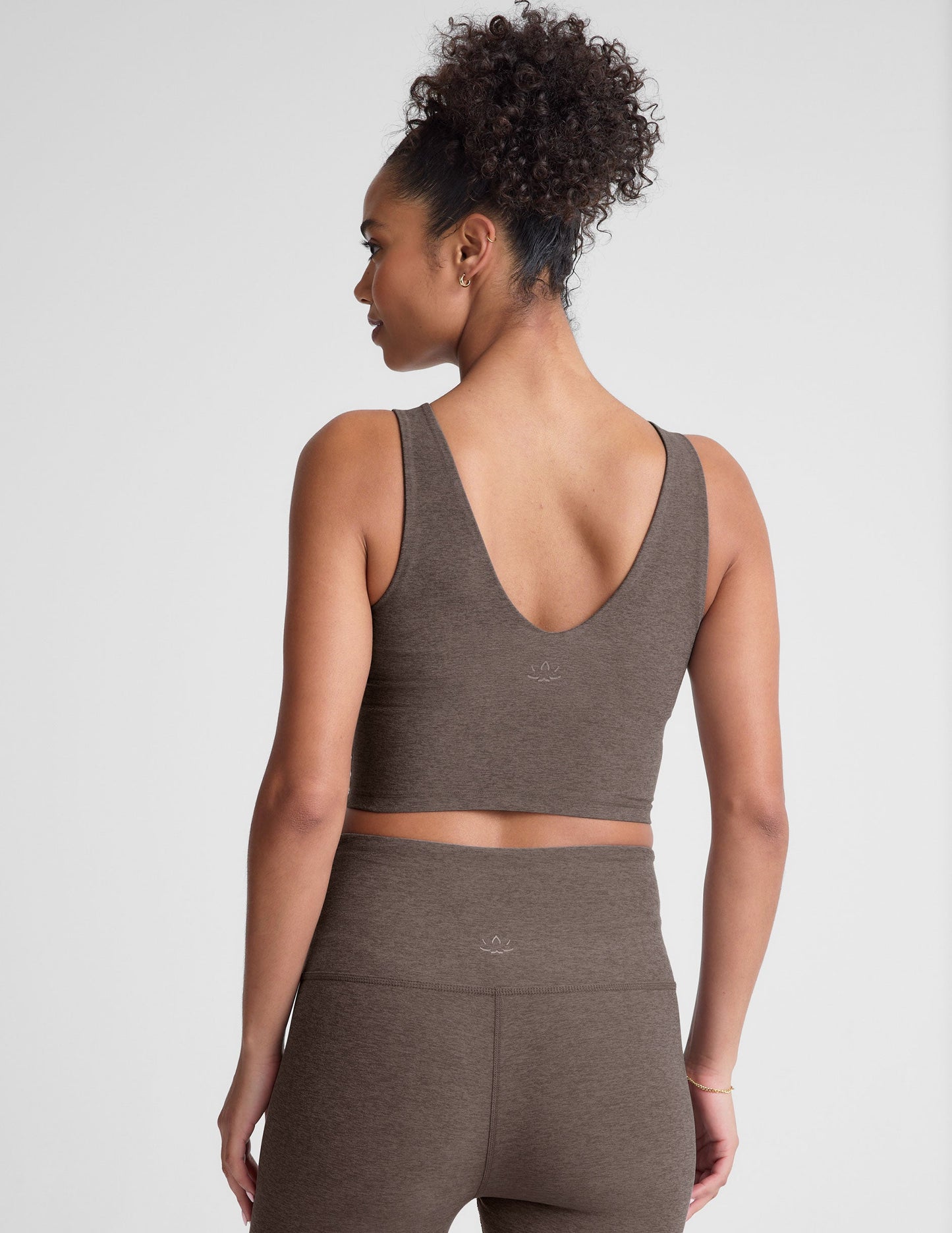 Soft Spacedye V-Neck Cropped Tank, Built-in Bra, Versatile Active Top