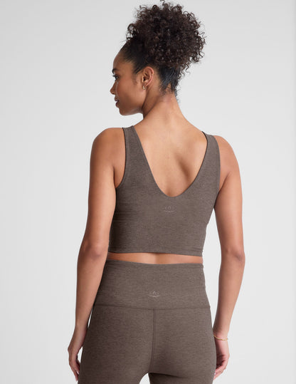 Soft Spacedye V-Neck Cropped Tank, Built-in Bra, Versatile Active Top