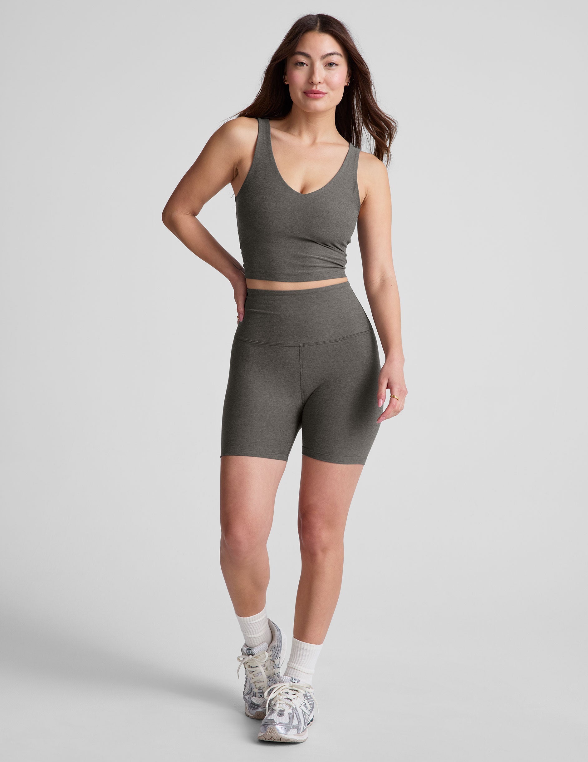 Spacedye Cropped V-Neck Tank: Built-in Bra, Soft, Versatile Active Comfort