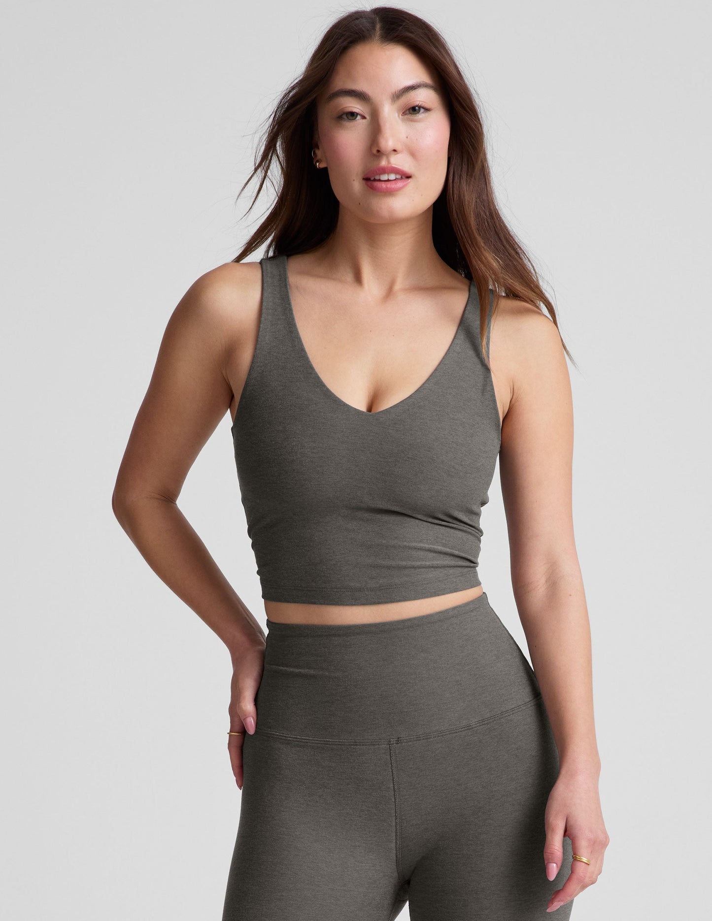 Spacedye Cropped V-Neck Tank: Built-in Bra, Soft, Versatile Active Comfort