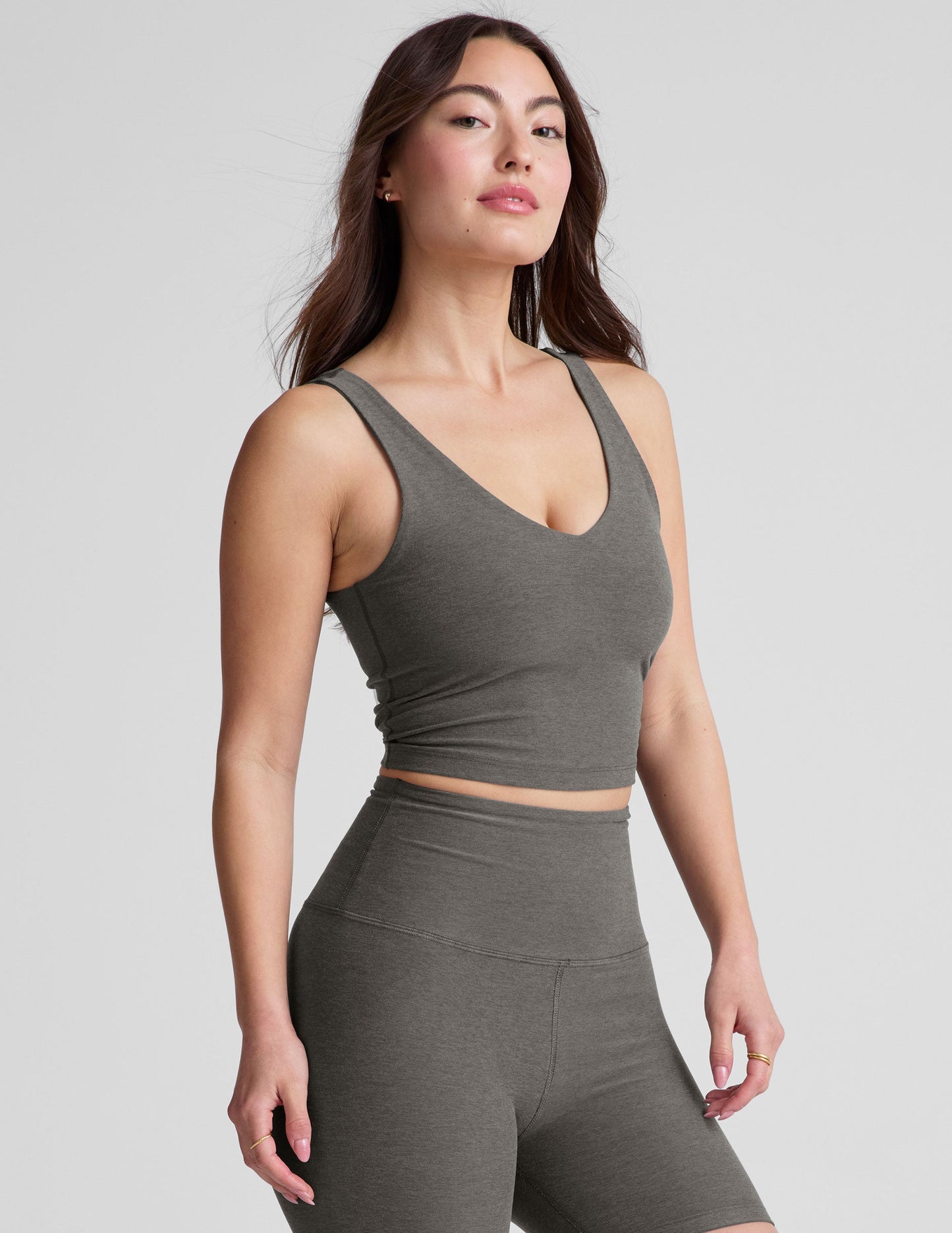 Spacedye Cropped V-Neck Tank: Built-in Bra, Soft, Versatile Active Comfort
