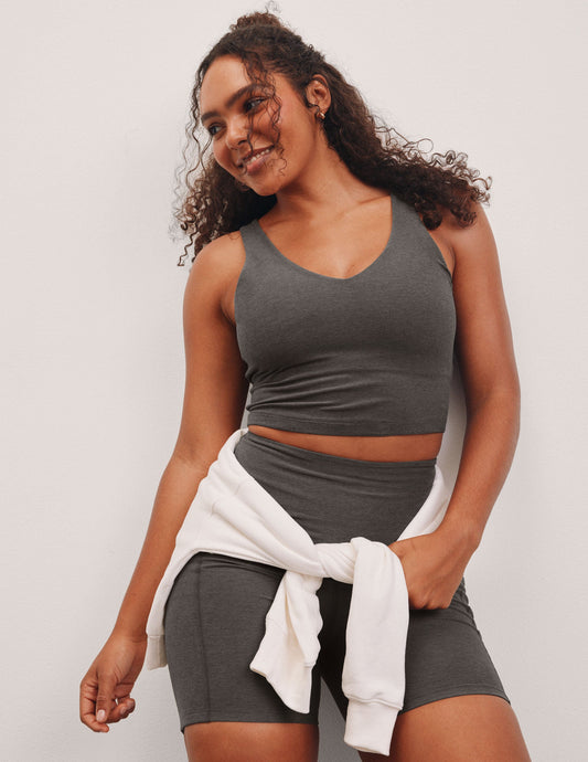 Spacedye Cropped V-Neck Tank: Built-in Bra, Soft, Versatile Active Comfort