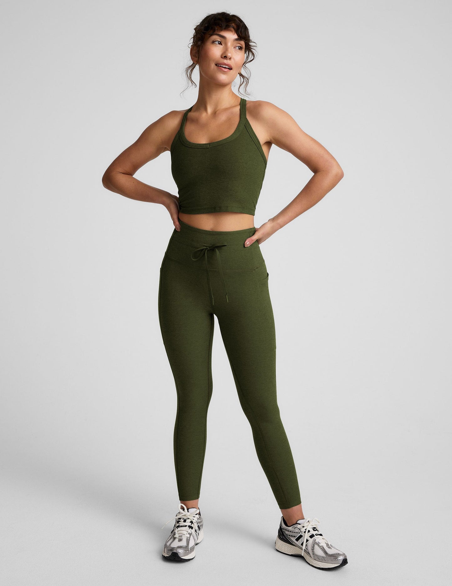 Buttery Soft Spacedye Cropped Racerback Tank Top with Built-In Bra