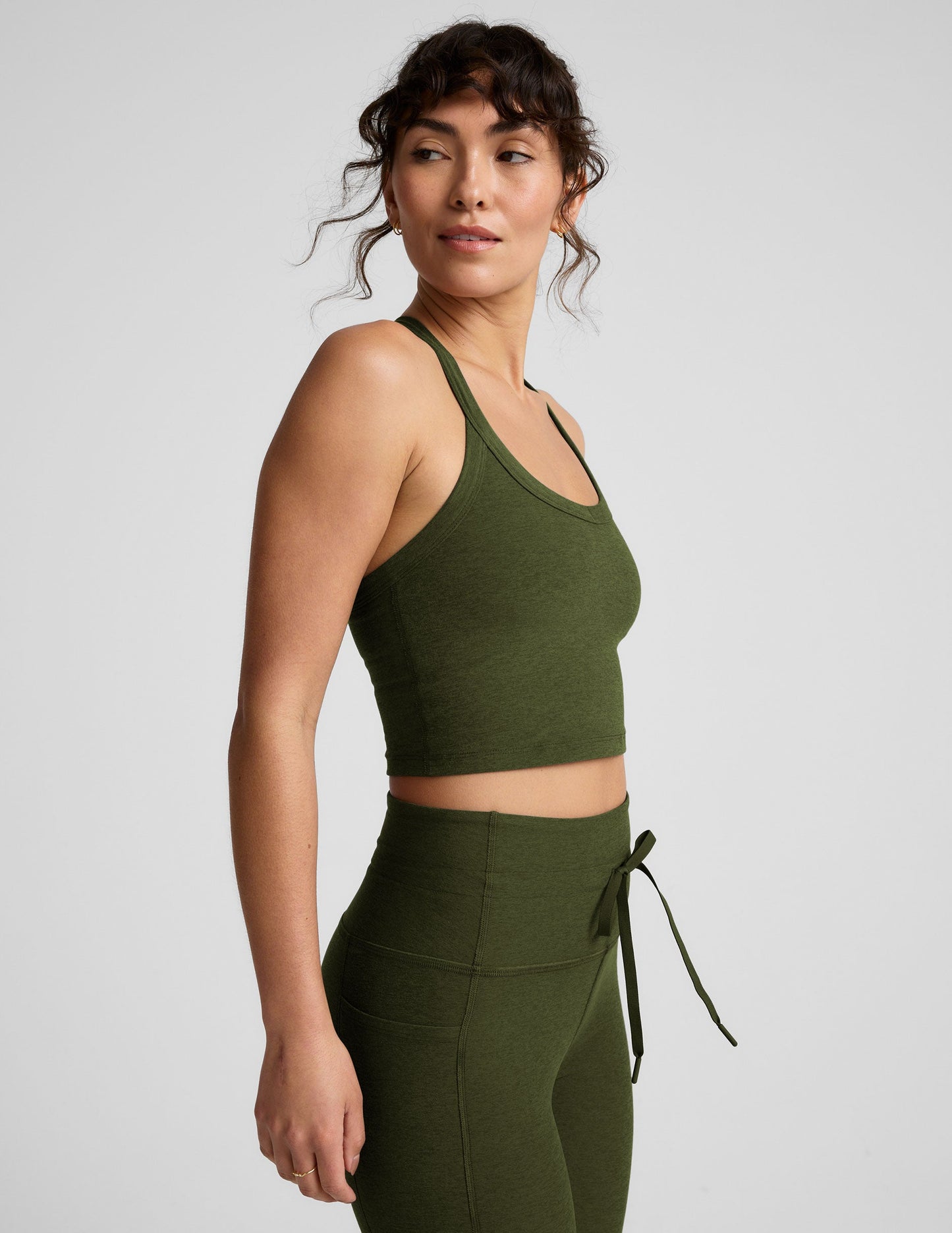 Buttery Soft Spacedye Cropped Racerback Tank Top with Built-In Bra