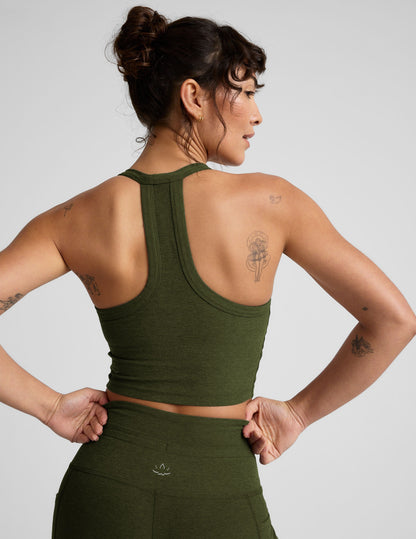 Buttery Soft Spacedye Cropped Racerback Tank Top with Built-In Bra