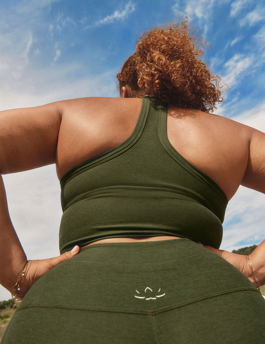 Buttery Soft Spacedye Cropped Racerback Tank Top with Built-In Bra
