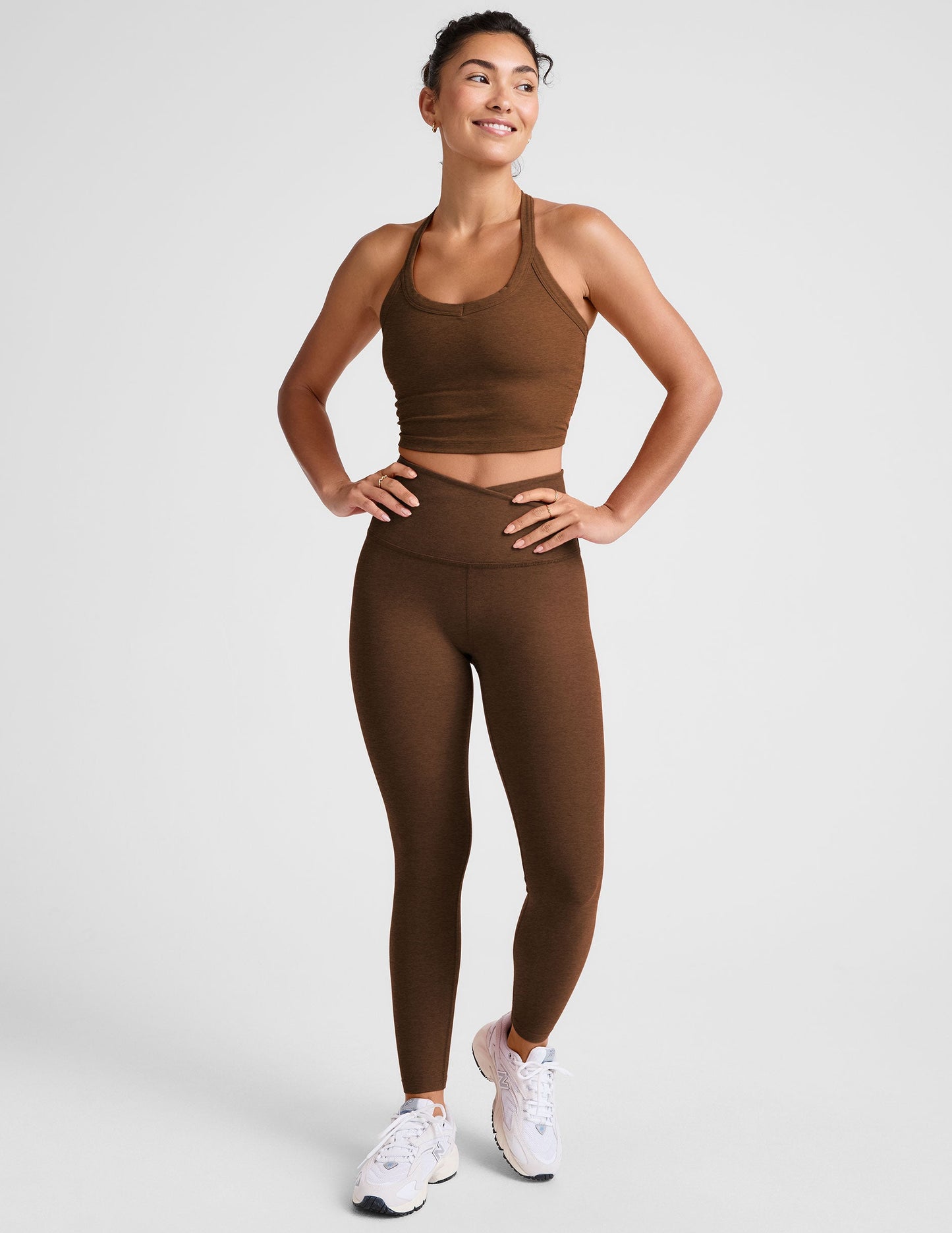 Buttery Soft Spacedye V-Neck Cropped Tank Top with Racerback Comfort