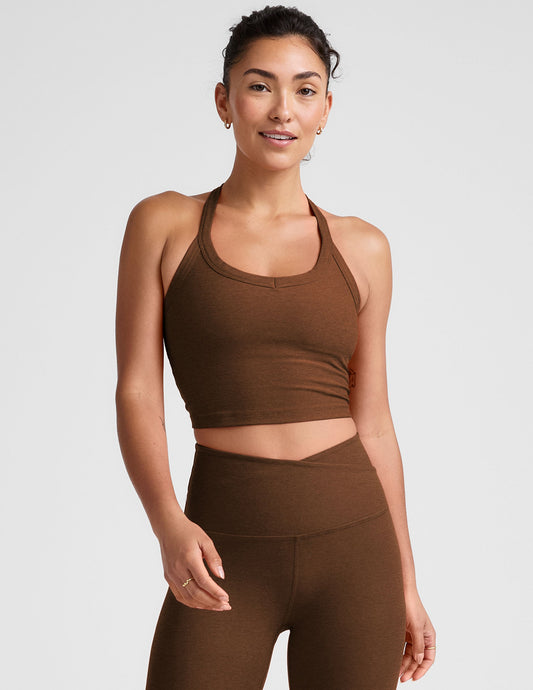 Buttery Soft Spacedye V-Neck Cropped Tank Top with Racerback Comfort