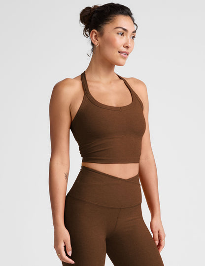 Buttery Soft Spacedye V-Neck Cropped Tank Top with Racerback Comfort