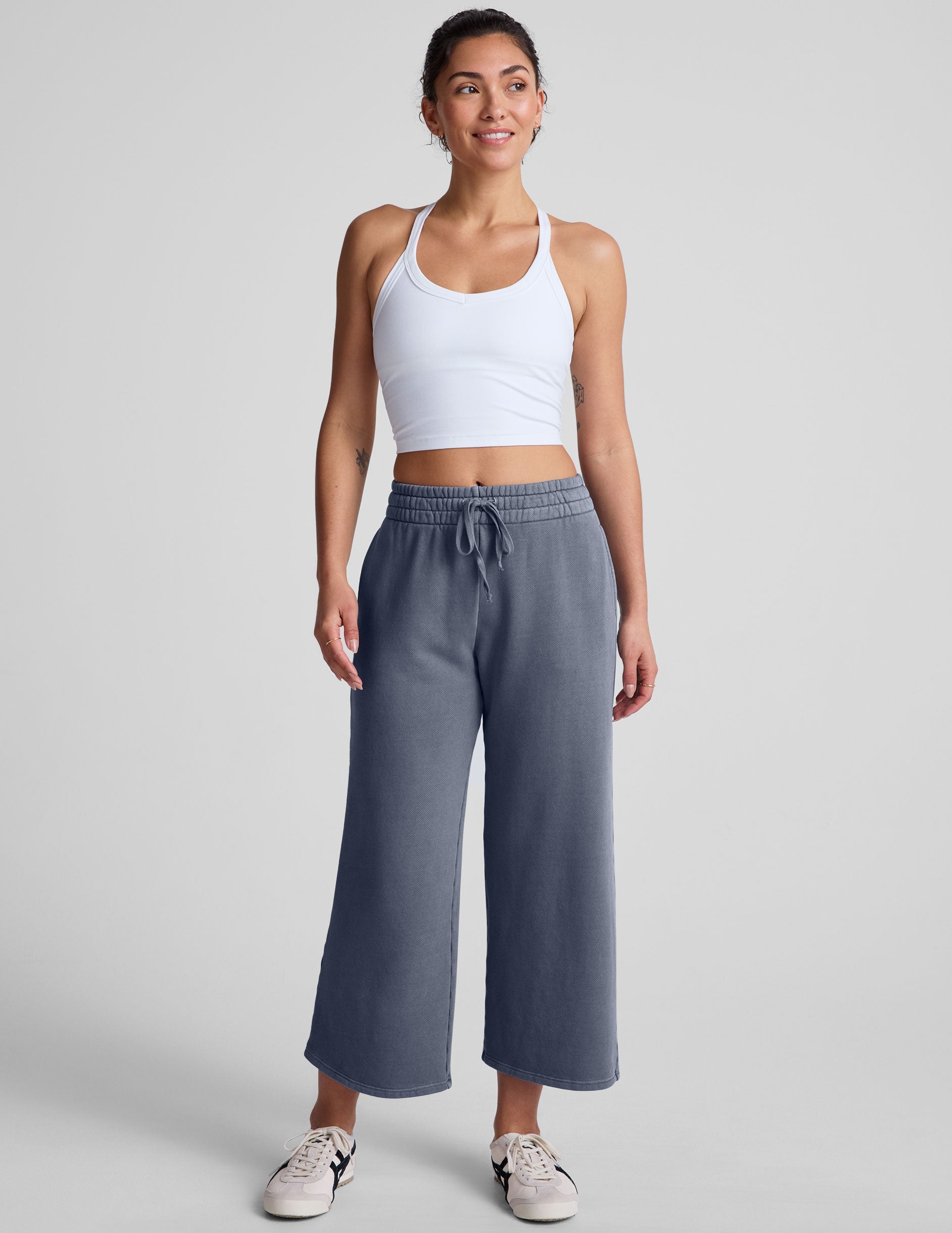 Beyond Yoga Spacedye Cloud White Cropped Tank Top with Built-in Bra