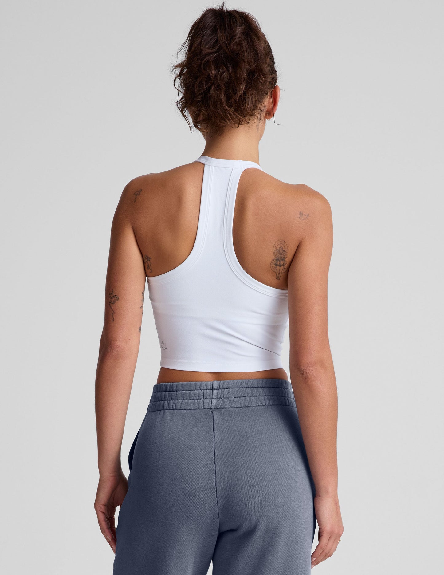 Beyond Yoga Spacedye Cloud White Cropped Tank Top with Built-in Bra
